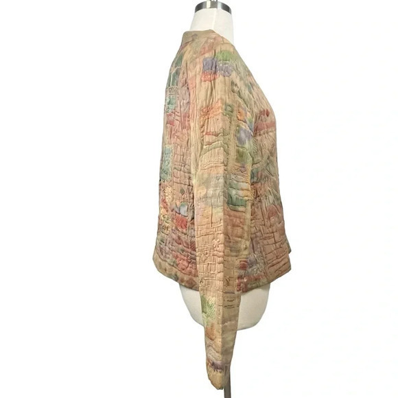 Vintage Orvis Patchwork Quilted Embroidered Button Down Jacket Women Size Large - Picture 6 of 8